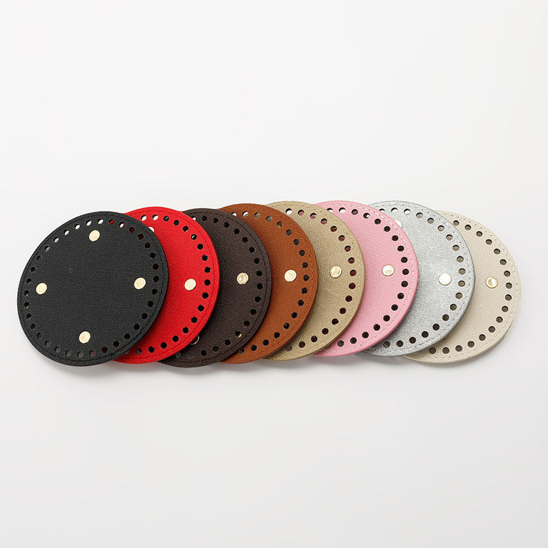 12cm Tapak Beg Bulat Kulit PU (34 Lubang) - Bahan DIY Kraf Tangan - PU Leather Bag Base - 12cm