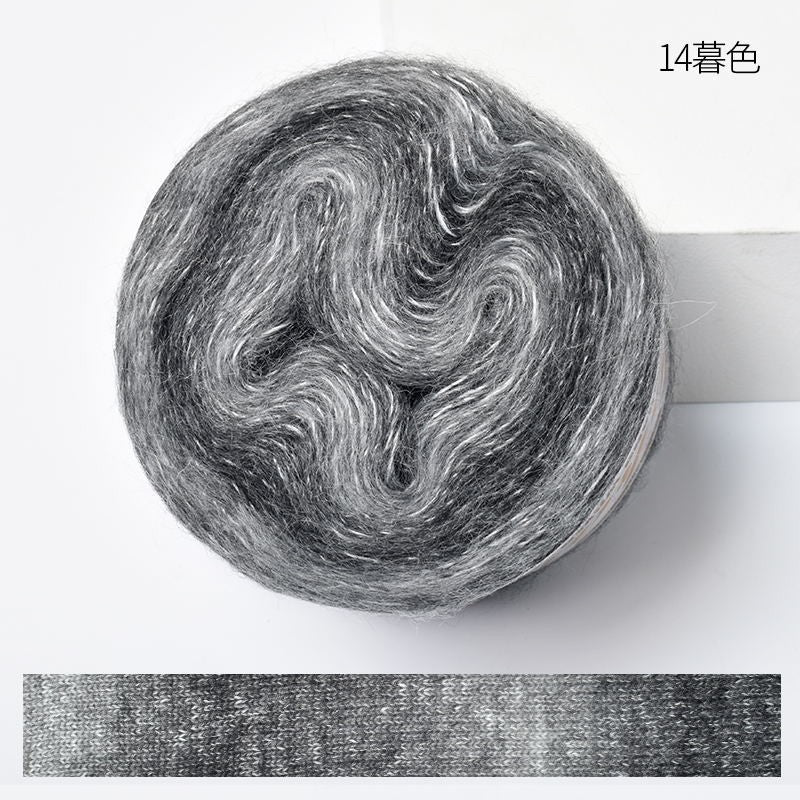 50g Gradient Mohair Yarn | Silk Blend Fine Mohair for Hand Knitting & Crochet | Benang Kait