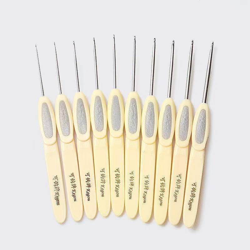 Stainless Steel Crochet Hook with Ergonomic Handle Fine Tip Yarn Crochet Knitting Needle DIY Craft Tool | Jarum Kait 可钩牌