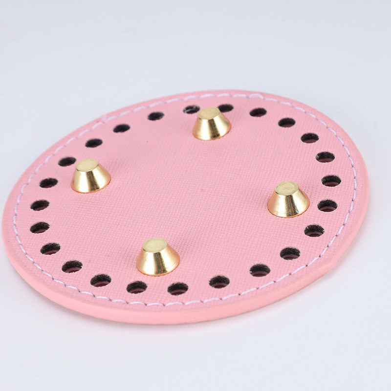 9cm Tapak Beg Bulat Kulit PU (24 Lubang) - Bahan DIY Kraf Tangan - PU Leather Bag Base - 9cm