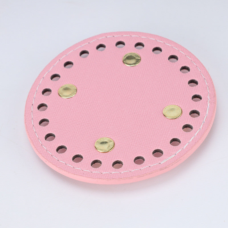 9cm Tapak Beg Bulat Kulit PU (24 Lubang) - Bahan DIY Kraf Tangan - PU Leather Bag Base - 9cm