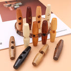 2pcs- Natural Wooden Toggle Button | Double Hole Horn Style Coat Button DIY Sewing Button for Coat | Handmade Bag