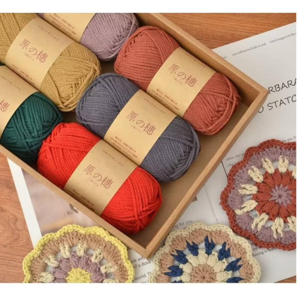 2mm Hollow Cotton Yarn Cotton+Polyester Thread Benang Kait Beg DIY Hand Knitting/Crochet Bag Hat Coasters 空心棉线
