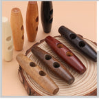 2pcs- Natural Wooden Toggle Button | Double Hole Horn Style Coat Button DIY Sewing Button for Coat | Handmade Bag
