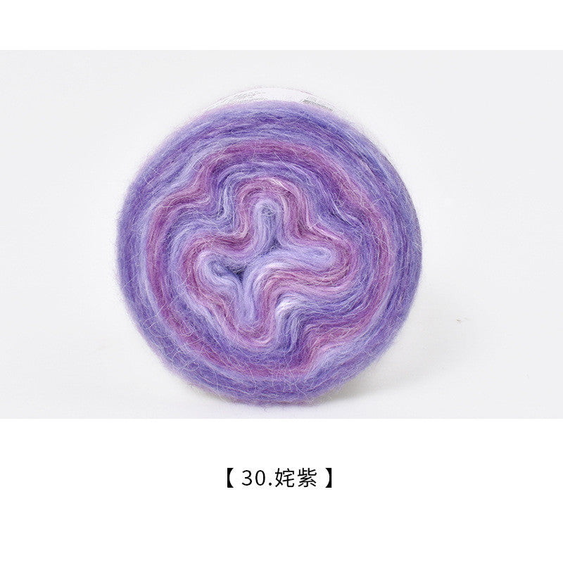 100g Gradient Silk Mohair Yarn | Hand Dyed Yarn Sweater Scarf | Crochet Knitting Yarn | Benang Kait | Rainbow Yarn Cake