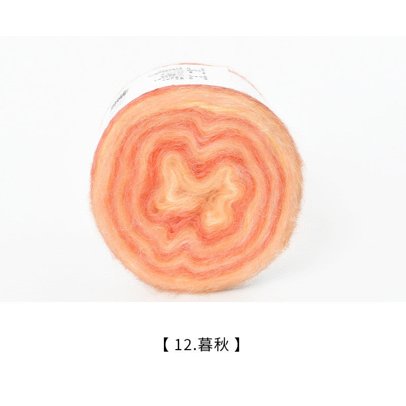 100g Gradient Silk Mohair Yarn | Hand Dyed Yarn Sweater Scarf | Crochet Knitting Yarn | Benang Kait | Rainbow Yarn Cake