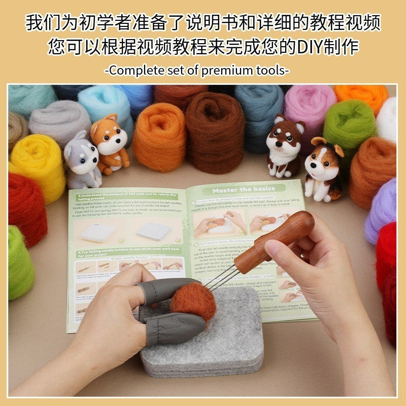 24 Colors Needle Felting Kit with 100% Wool Roving DIY Wool Felt Craft Set Sapele Wood Needles 47PCS Tools