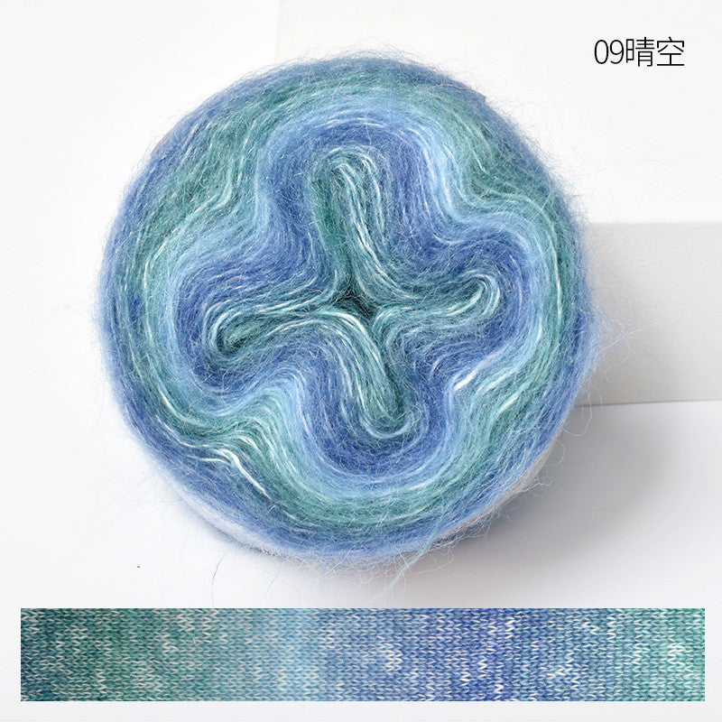 50g Gradient Mohair Yarn | Silk Blend Fine Mohair for Hand Knitting & Crochet | Benang Kait