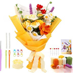 DIY Flower Bouquet Crochet Kit – Handmade Yarn Flower Decoration, Crochet Material Set for Beginners | Handmade Gift