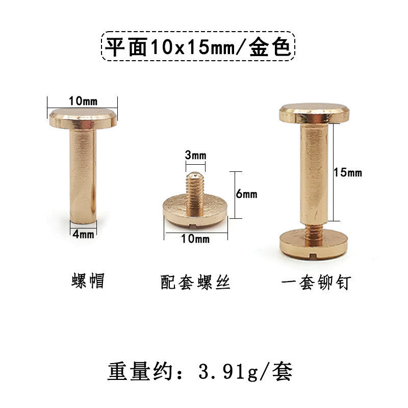10 sets- Brass Flat Head Chicago Screws| Screw Rivets | Metal Binding Posts | Leather Craft Hardware for Bag wallet Belt