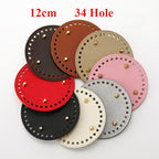 12cm Tapak Beg Bulat Kulit PU (34 Lubang) - Bahan DIY Kraf Tangan - PU Leather Bag Base - 12cm