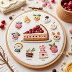 DIY Embroidery Kit High Tea Dessert Pattern | Hand Embroidery Starter Kit | Needlework Work Craft Set Sulaman Tangan