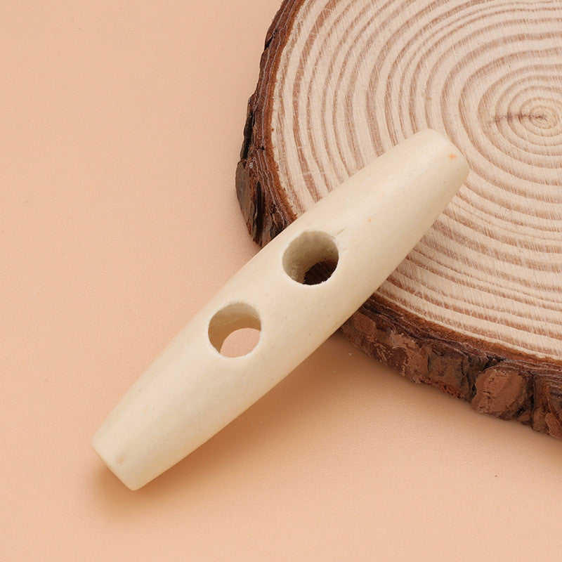 2pcs- Natural Wooden Toggle Button | Double Hole Horn Style Coat Button DIY Sewing Button for Coat | Handmade Bag