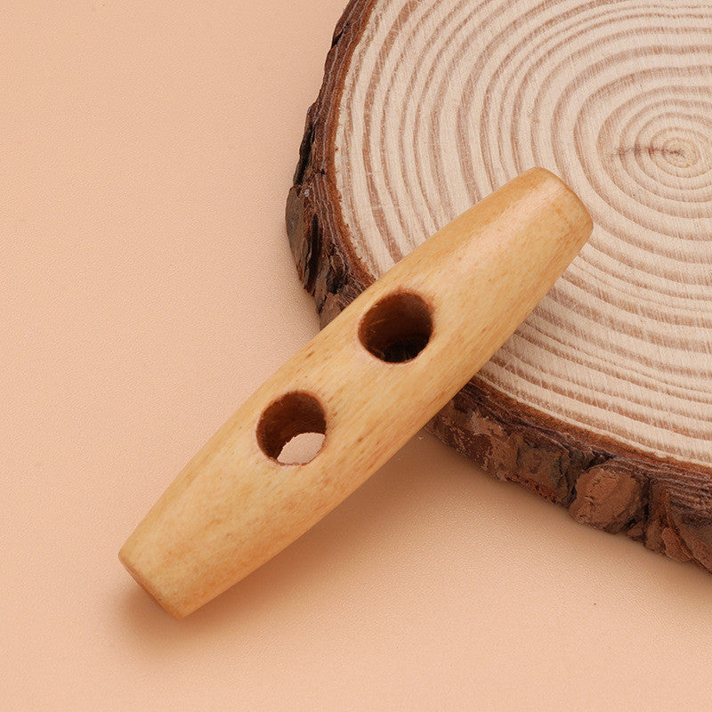 2pcs- Natural Wooden Toggle Button | Double Hole Horn Style Coat Button DIY Sewing Button for Coat | Handmade Bag