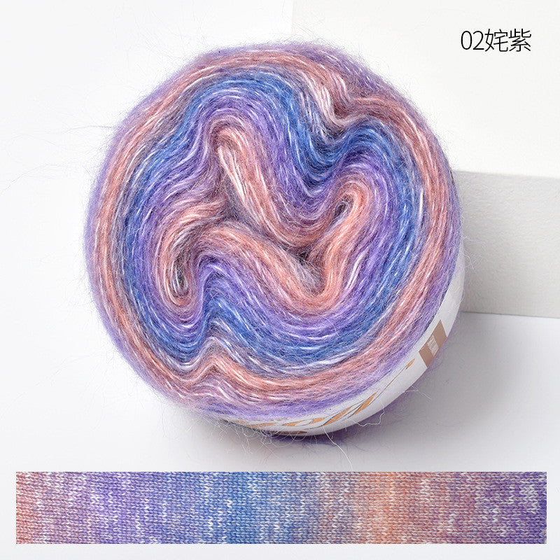 50g Gradient Mohair Yarn | Silk Blend Fine Mohair for Hand Knitting & Crochet | Benang Kait