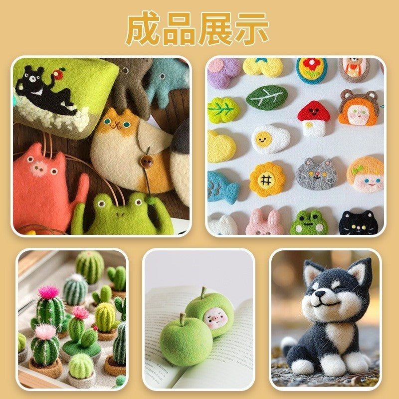 24 Colors Needle Felting Kit with 100% Wool Roving DIY Wool Felt Craft Set Sapele Wood Needles 47PCS Tools