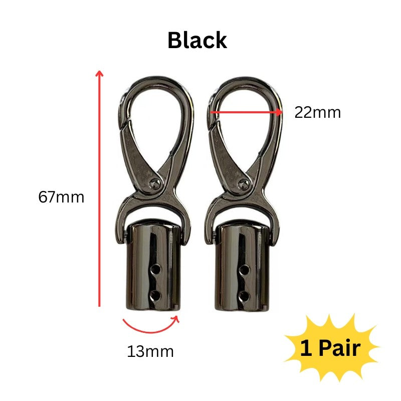 2pcs- Bell Buckle 13mm Rope Barrier End Stopper with Hook - Cangkuk Besi Kuku Kambing - DIY Crochet Accessories
