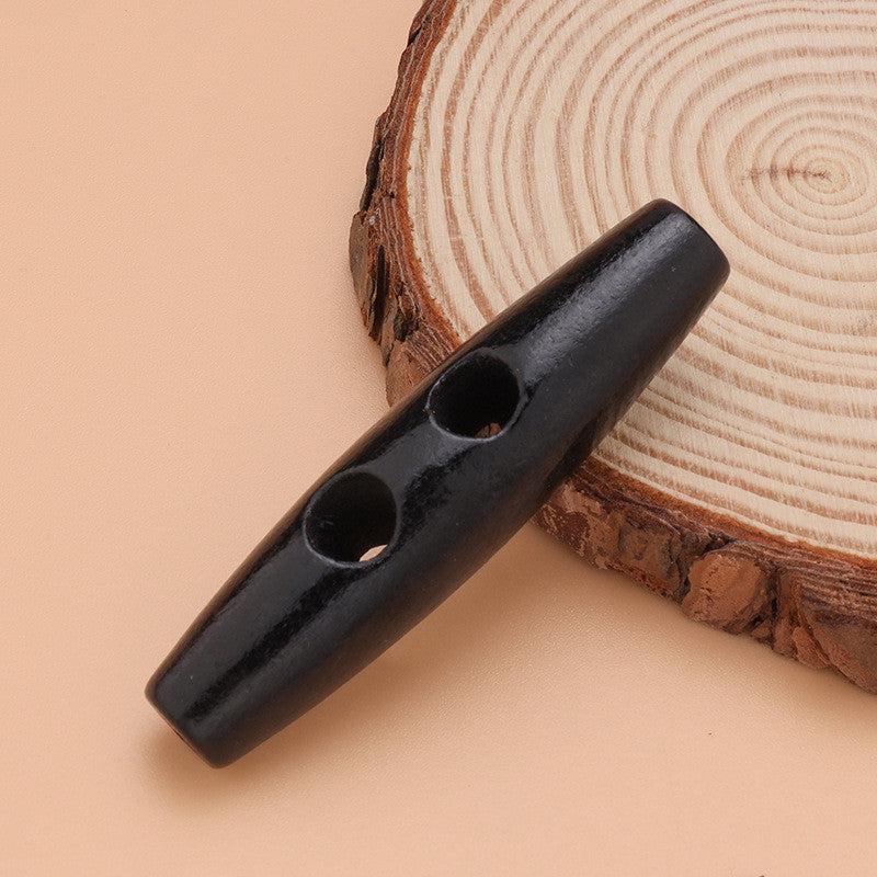 2pcs- Natural Wooden Toggle Button | Double Hole Horn Style Coat Button DIY Sewing Button for Coat | Handmade Bag
