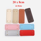 20x8cm Tapak Beg Kulit PU (44 Lubang) - Bahan DIY Kraf Tangan - PU Leather Bag Base - 20x8cm Rectangle