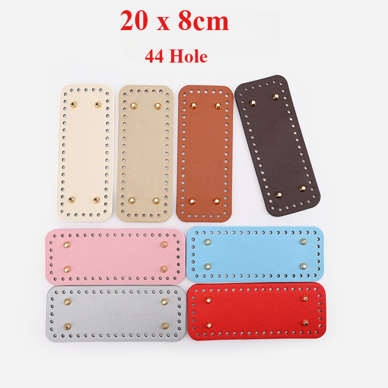 20x8cm Tapak Beg Kulit PU (44 Lubang) - Bahan DIY Kraf Tangan - PU Leather Bag Base - 20x8cm Rectangle