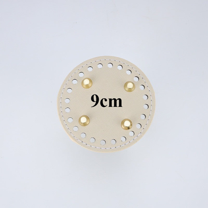 9cm Tapak Beg Bulat Kulit PU (24 Lubang) - Bahan DIY Kraf Tangan - PU Leather Bag Base - 9cm