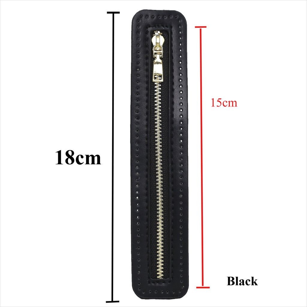 18cm PU Leather Zipper for crochet Bag- Woven Bag Hardware Sewing PU Leather Zipper Zip