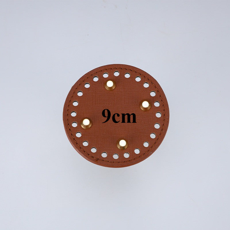 9cm Tapak Beg Bulat Kulit PU (24 Lubang) - Bahan DIY Kraf Tangan - PU Leather Bag Base - 9cm
