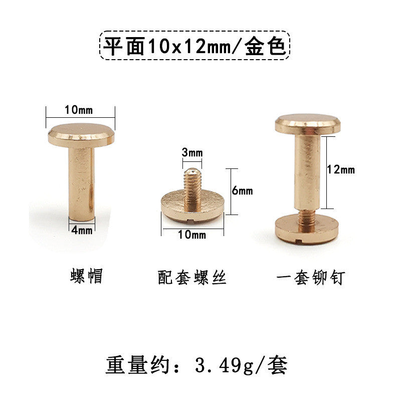 10 sets- Brass Flat Head Chicago Screws| Screw Rivets | Metal Binding Posts | Leather Craft Hardware for Bag wallet Belt