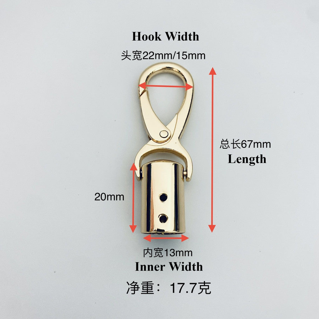 2pcs- Bell Buckle 13mm Rope Barrier End Stopper with Hook - Cangkuk Besi Kuku Kambing - DIY Crochet Accessories