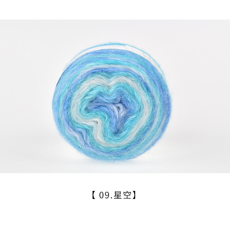 100g Gradient Silk Mohair Yarn | Hand Dyed Yarn Sweater Scarf | Crochet Knitting Yarn | Benang Kait | Rainbow Yarn Cake