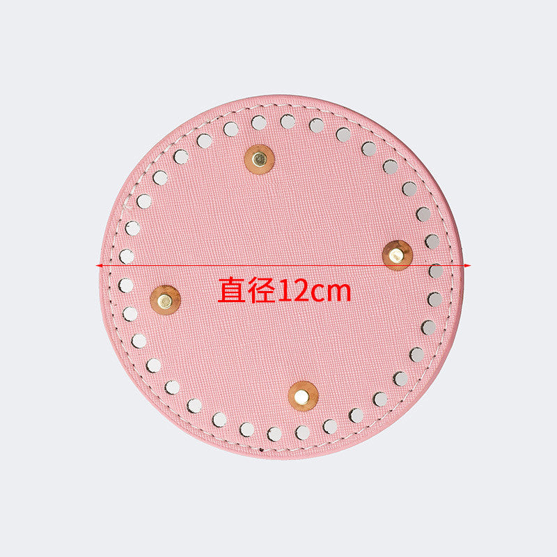 12cm Tapak Beg Bulat Kulit PU (34 Lubang) - Bahan DIY Kraf Tangan - PU Leather Bag Base - 12cm