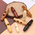 2pcs- Natural Wooden Toggle Button | Double Hole Horn Style Coat Button DIY Sewing Button for Coat | Handmade Bag
