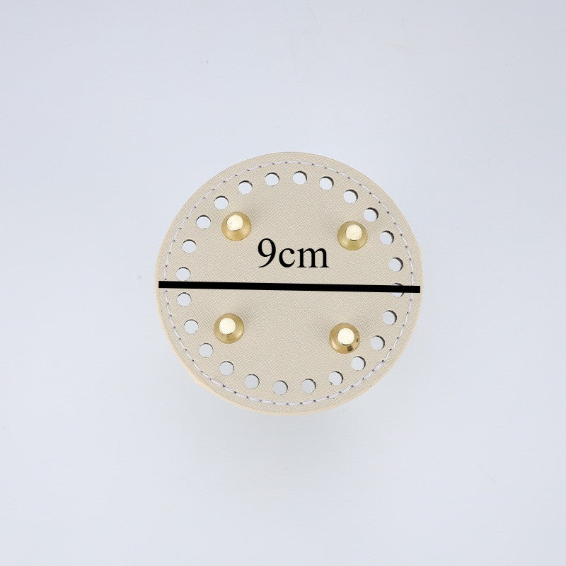 9cm Tapak Beg Bulat Kulit PU (24 Lubang) - Bahan DIY Kraf Tangan - PU Leather Bag Base - 9cm