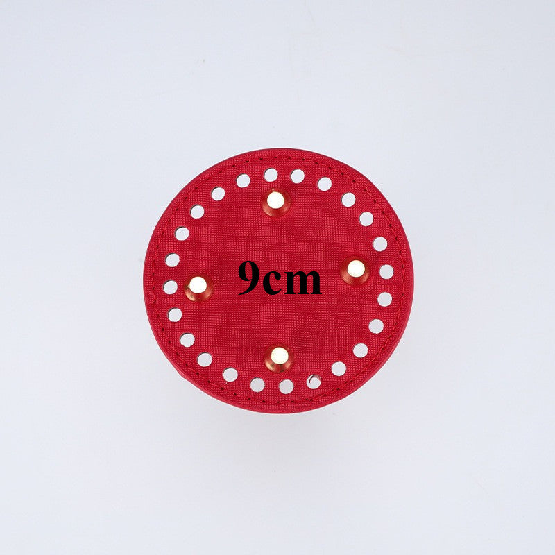 9cm Tapak Beg Bulat Kulit PU (24 Lubang) - Bahan DIY Kraf Tangan - PU Leather Bag Base - 9cm