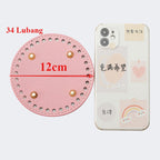 12cm Tapak Beg Bulat Kulit PU (34 Lubang) - Bahan DIY Kraf Tangan - PU Leather Bag Base - 12cm