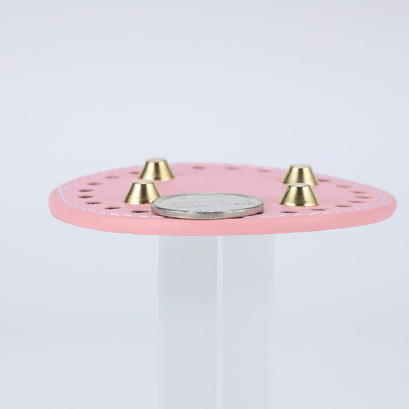 9cm Tapak Beg Bulat Kulit PU (24 Lubang) - Bahan DIY Kraf Tangan - PU Leather Bag Base - 9cm