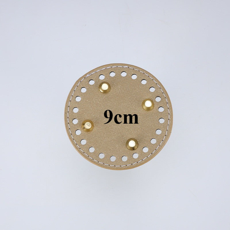 9cm Tapak Beg Bulat Kulit PU (24 Lubang) - Bahan DIY Kraf Tangan - PU Leather Bag Base - 9cm