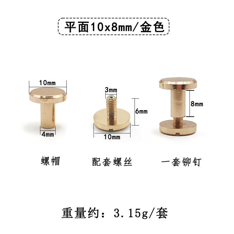 10 sets- Brass Flat Head Chicago Screws| Screw Rivets | Metal Binding Posts | Leather Craft Hardware for Bag wallet Belt