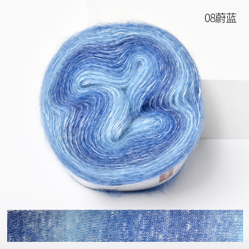 50g Gradient Mohair Yarn | Silk Blend Fine Mohair for Hand Knitting & Crochet | Benang Kait