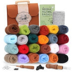 24 Colors Needle Felting Kit with 100% Wool Roving DIY Wool Felt Craft Set Sapele Wood Needles 47PCS Tools