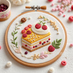 DIY Embroidery Kit High Tea Dessert Pattern | Hand Embroidery Starter Kit | Needlework Work Craft Set Sulaman Tangan