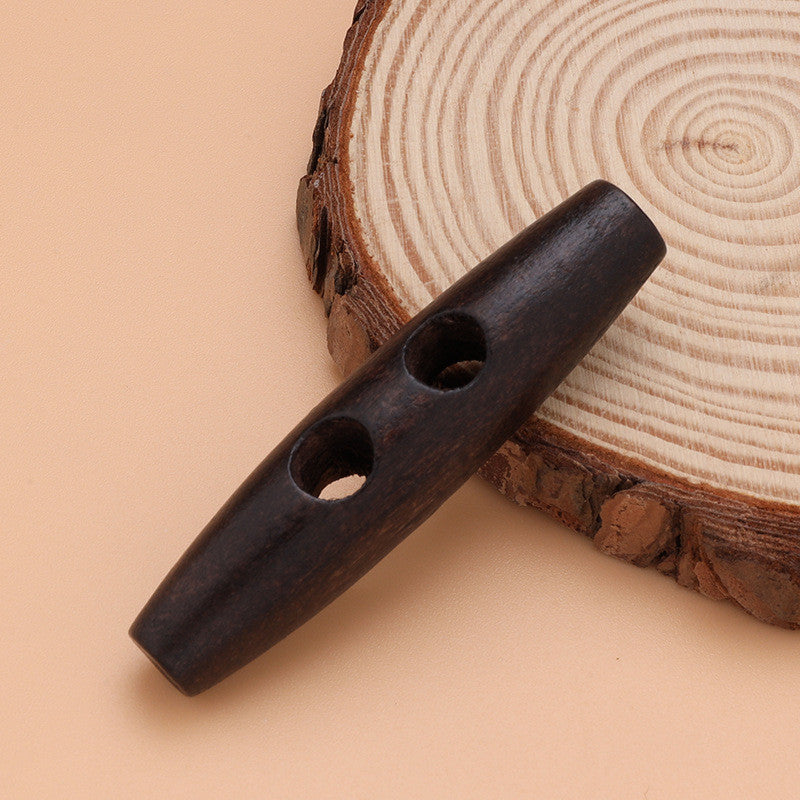 2pcs- Natural Wooden Toggle Button | Double Hole Horn Style Coat Button DIY Sewing Button for Coat | Handmade Bag