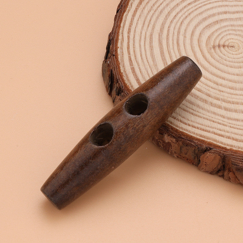 2pcs- Natural Wooden Toggle Button | Double Hole Horn Style Coat Button DIY Sewing Button for Coat | Handmade Bag