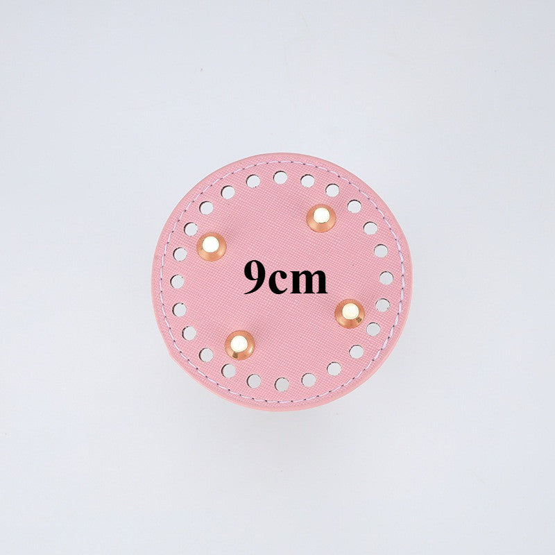 9cm Tapak Beg Bulat Kulit PU (24 Lubang) - Bahan DIY Kraf Tangan - PU Leather Bag Base - 9cm