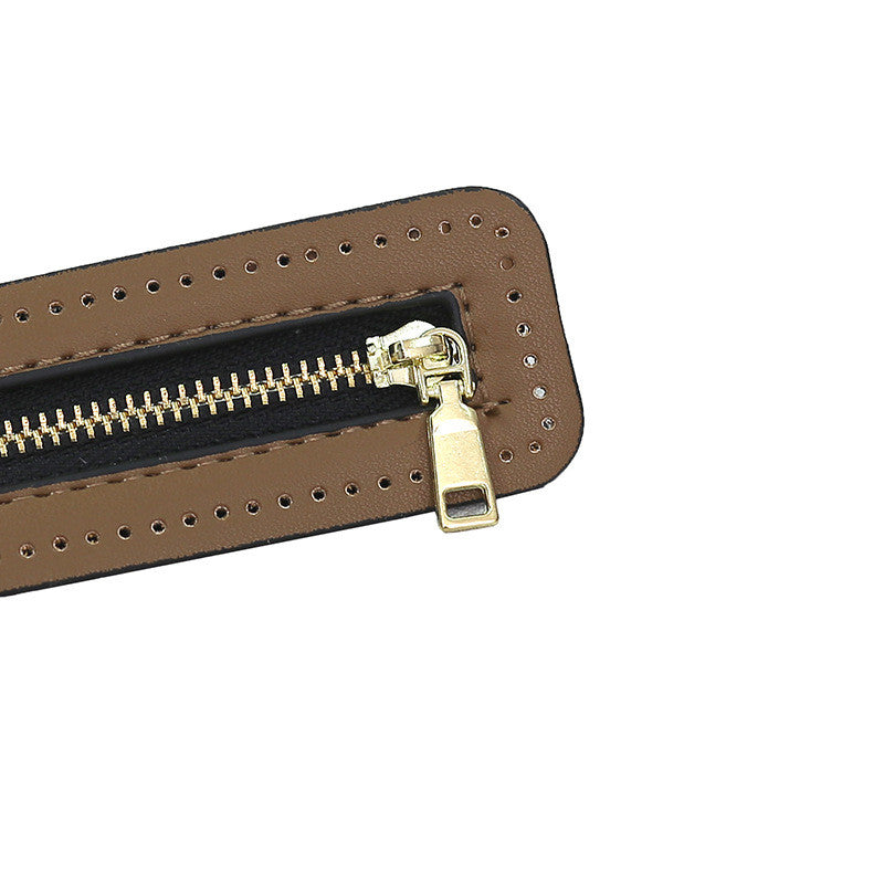 18cm PU Leather Zipper for crochet Bag- Woven Bag Hardware Sewing PU Leather Zipper Zip