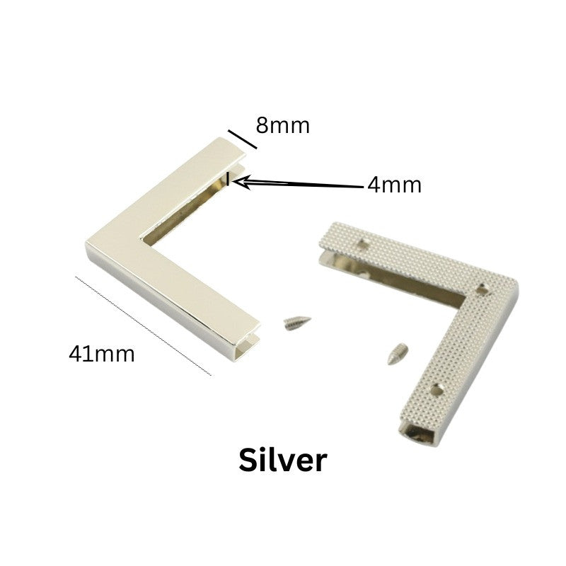 2pcs Metal Bag Corner Protectors – Edge Trim & Border Hardware for Handbags and Purses | Border Guard Decorative Fitting