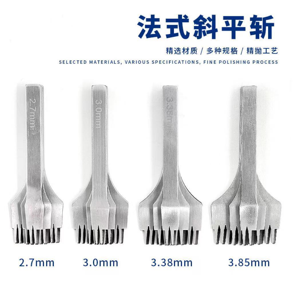 Leather Punch Chisel French Slanted Flat Pricking Iron 2.7/3.0/3.38/3.85mm Leather Craft Stitching Tool Alat Tebuk Kulit