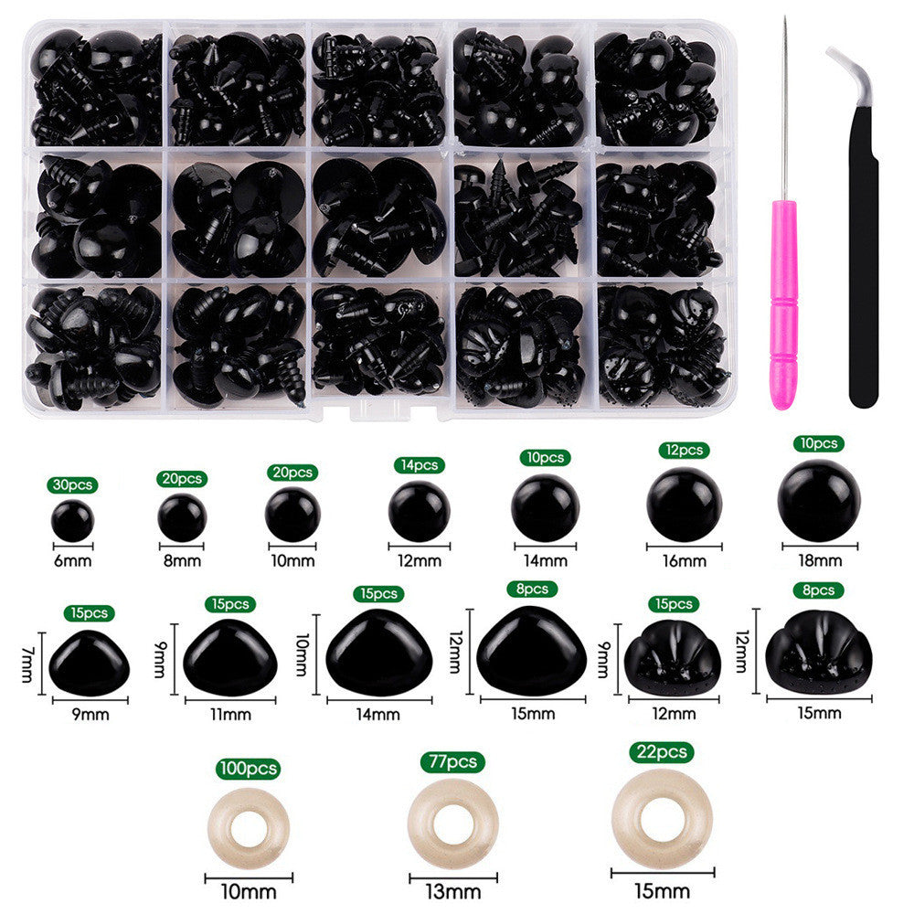 1 Box - Safety Eyes & Noses DIY Craft Accessories Set for Dolls, Teddy Bears & Plush Toys – Assorted Sizes Box