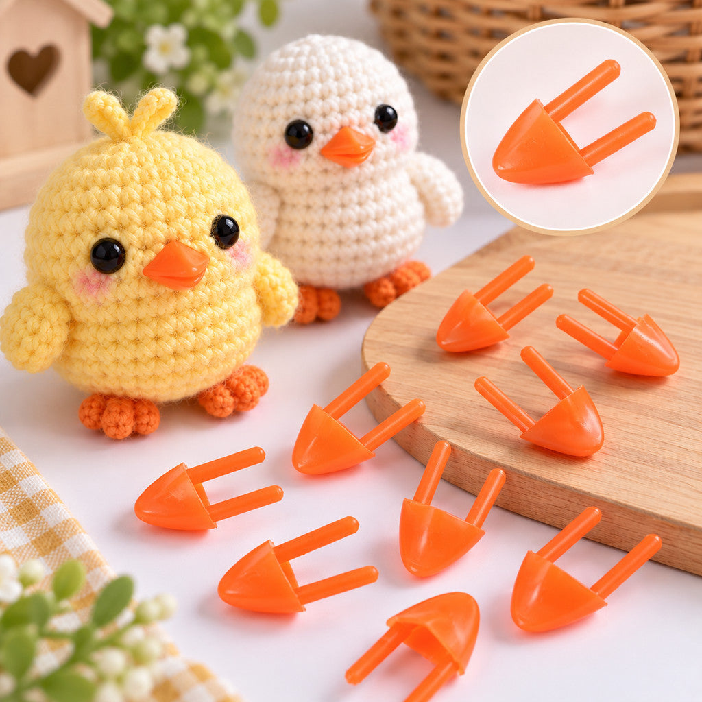 10pcs- Plush Toy Chick Duck Beak DIY Animal Doll Mouth Craft Accessories Orange Beak Aksesori Kraftangan