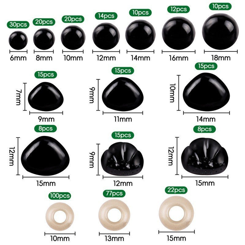 1 Box - Safety Eyes & Noses DIY Craft Accessories Set for Dolls, Teddy Bears & Plush Toys – Assorted Sizes Box